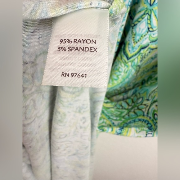 J. Jill Women’s Paisley Midi Dress Size LP Green Blue Sleeveless Stretch - Picture 9 of 13